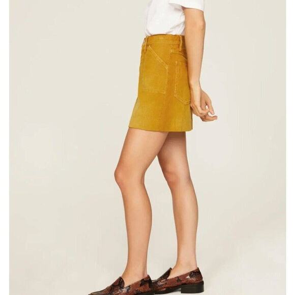 Re/Done Women's Size 29 Mustard Yellow Corduroy 70s Style Mini Skirt - Picture 3 of 7